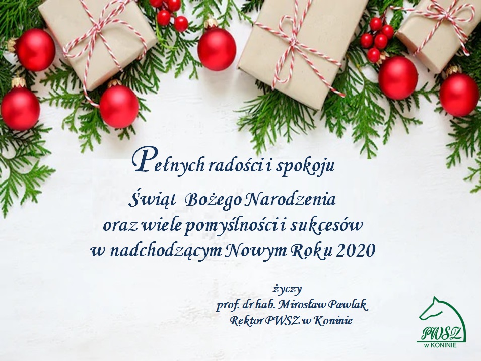 Życzenia świąteczno-noworoczne Rektora PWSZ w Koninie